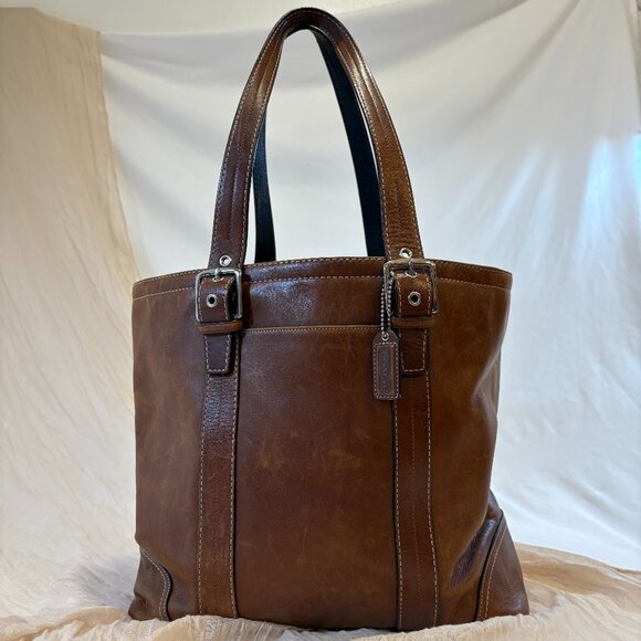 Vintage Coach Brown Hampton Oversized Tote Bag Genuine Leather - Picture 1 of 14